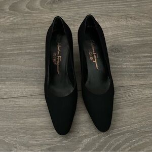 Ferragamo Nylon and Leather Pumps